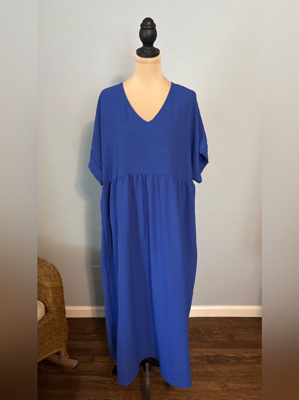 Royal Blue V-Neck Flowy Dress